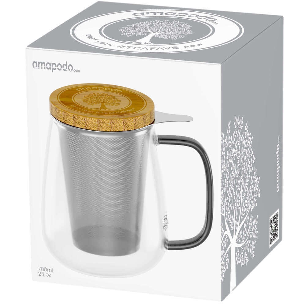 Geschenk - Teeglas XXL mit Sieb und Deckel