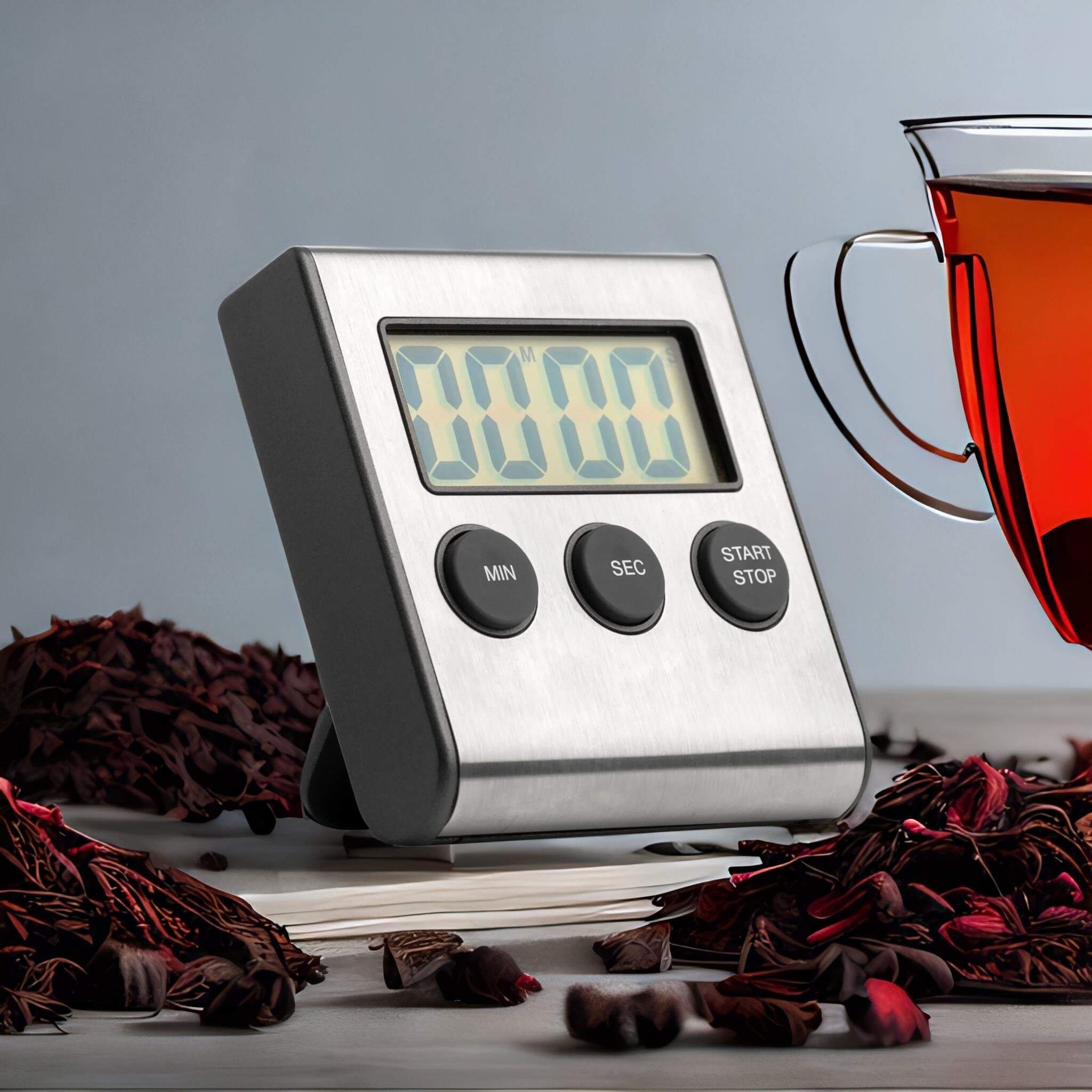 Teeuhr digital Teatimer mit Früchtetee
